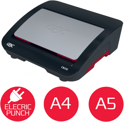 Masina de indosariat GBC CombBind CB25E, electrica, cu spire de plastic, A4, 25/390 coli, negru-argintiu